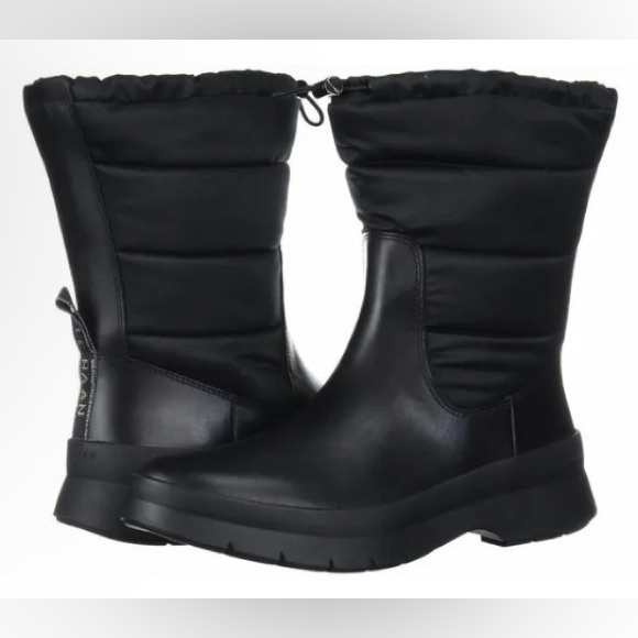 Cole Haan Grandseries Waterproof Black Satin Snow Boots - Picture 4 of 9